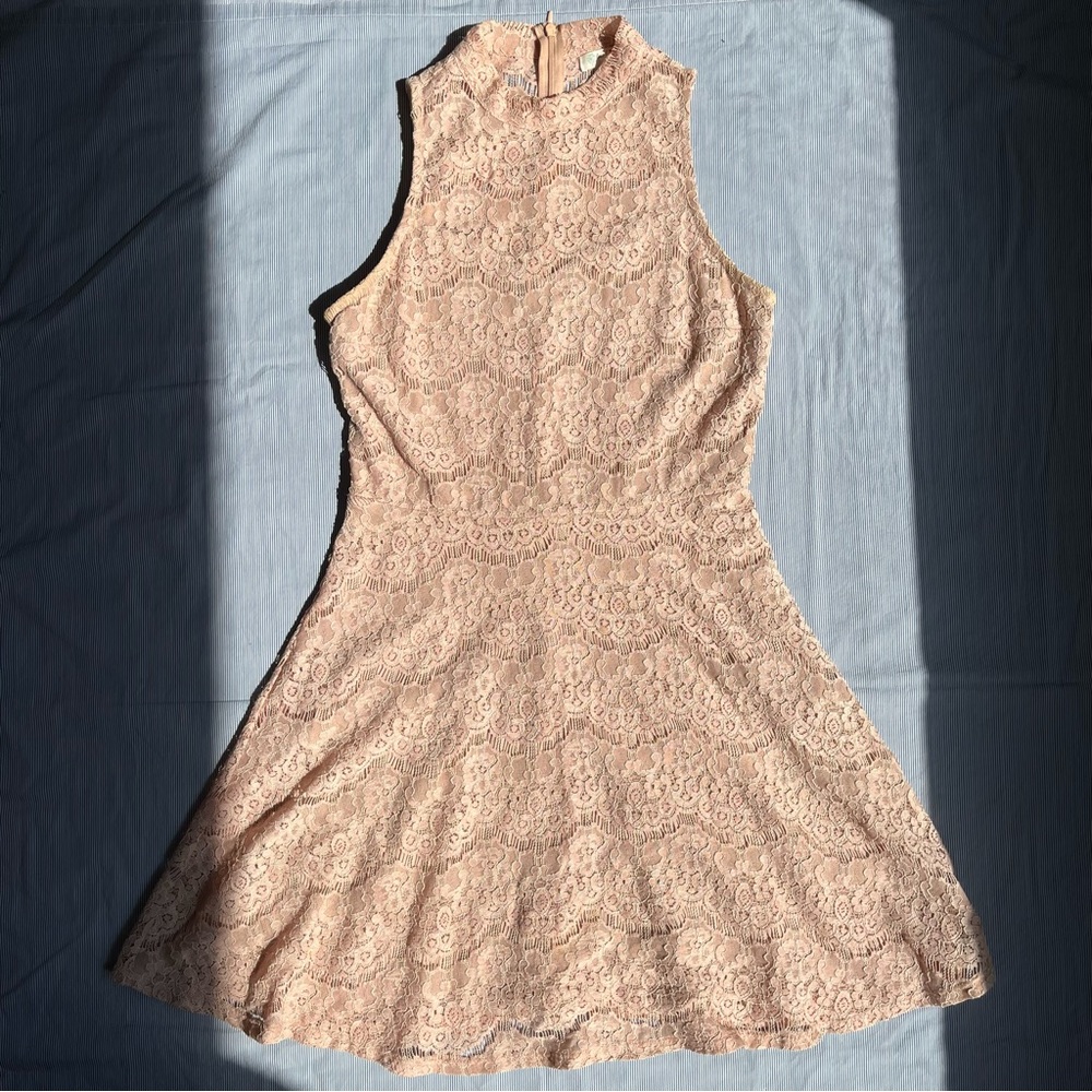 Love, Fire Lace Mockneck Mini Dress